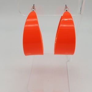 NEW NEON Orange Hoop Earrings